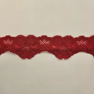 1 1/2" Red Scalloped Stretch Lace