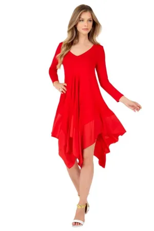 3/4 SLEEVE Asymmetrical Dress