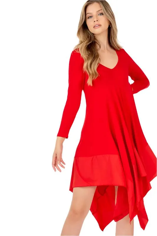 3/4 SLEEVE Asymmetrical Dress