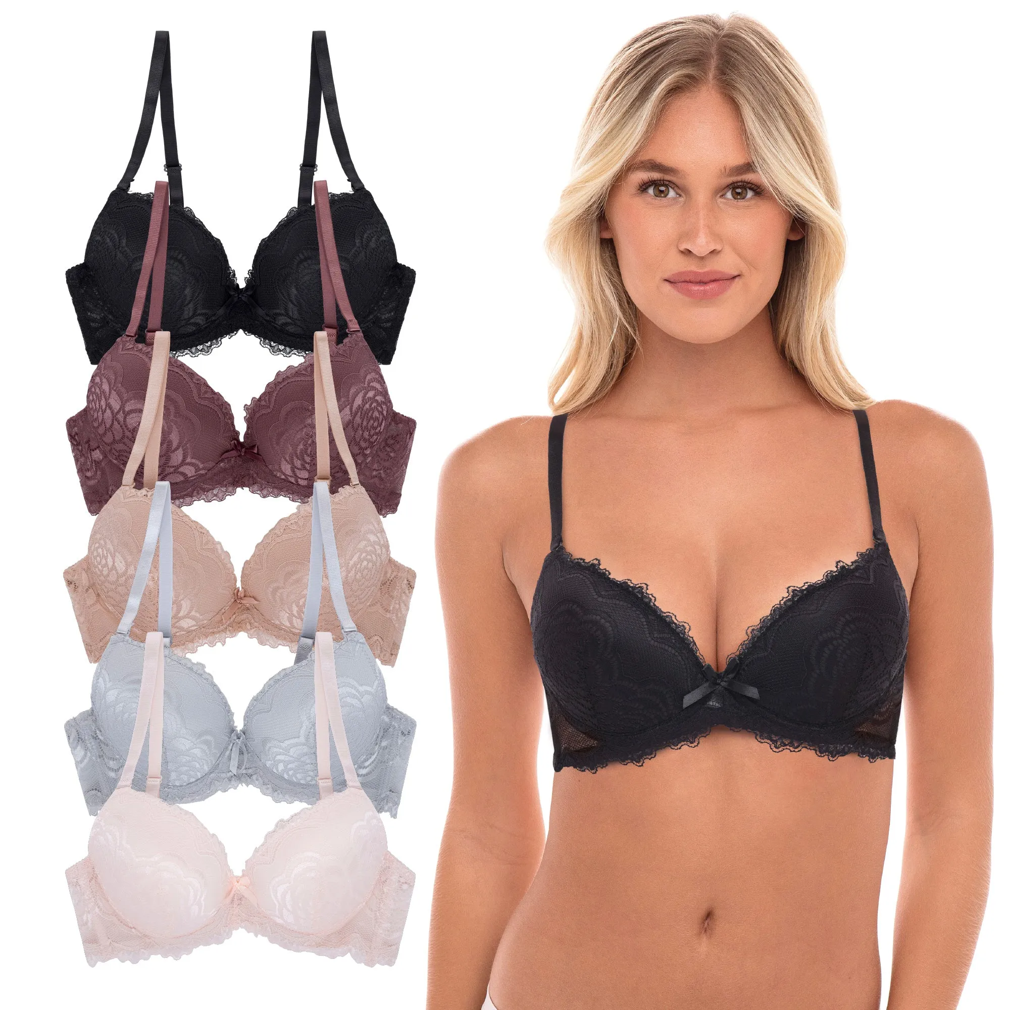 5 Pack Light Push Up Bra
