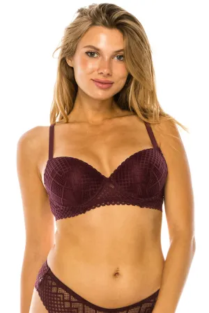 78290 6 Piece Symmetrical Mesh Underwire Lingerie Light Push Up B/C Bra C01