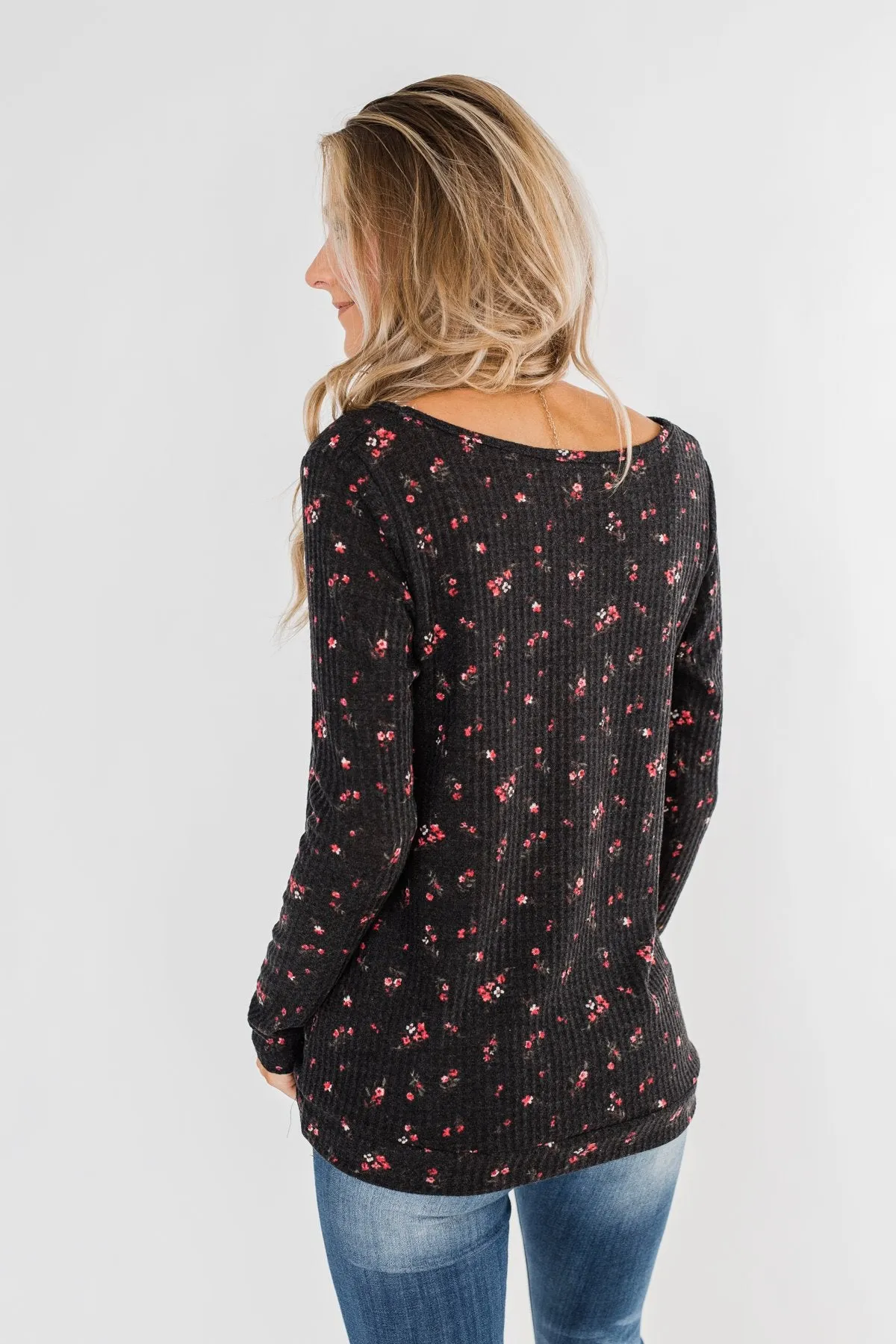 Above The Rest Floral Twist Top- Black