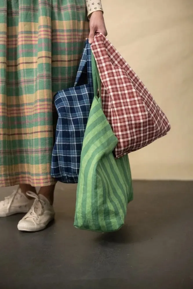 Aloe Stripe Laundered Linen Fabric