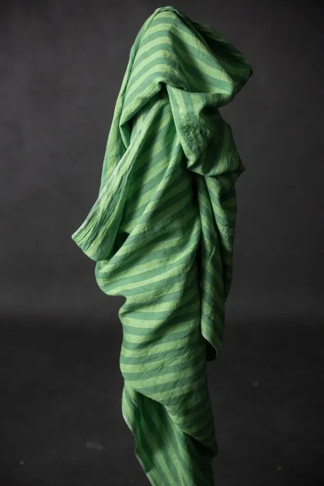 Aloe Stripe Laundered Linen Fabric