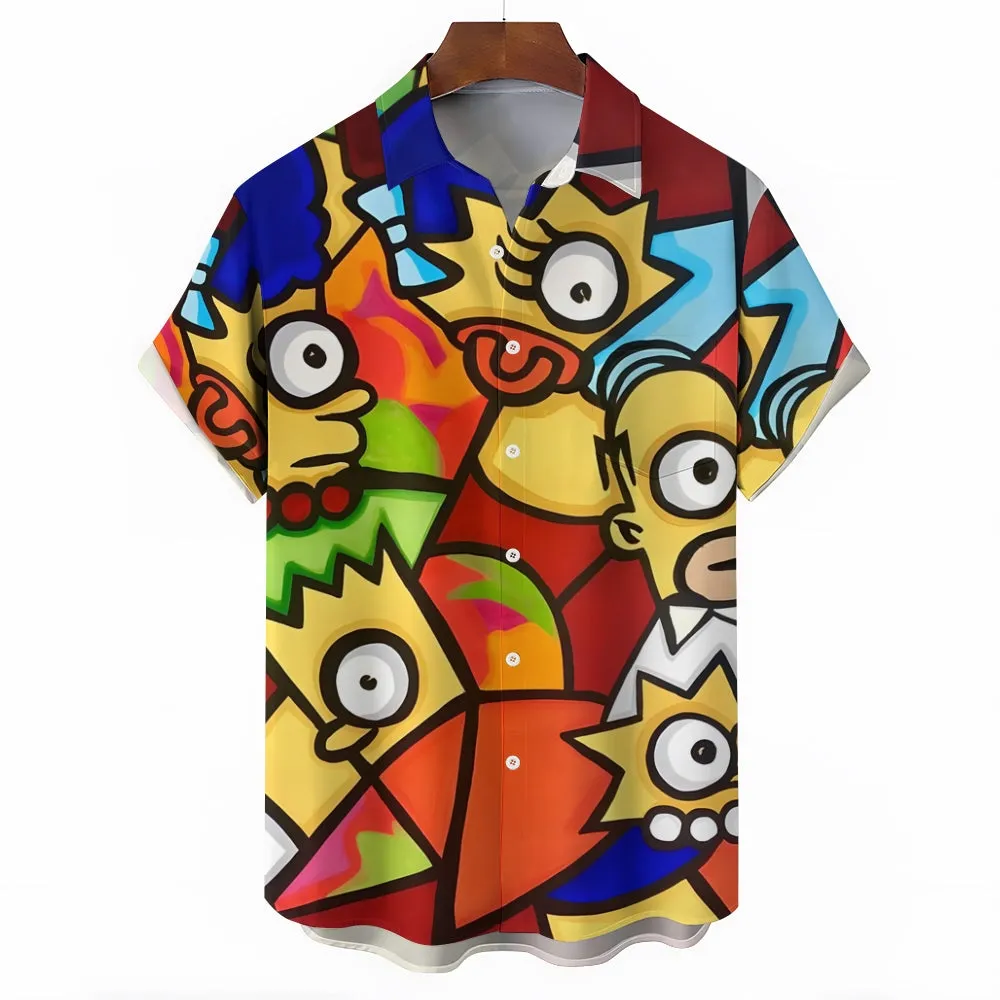 Art Abstract Painting Simp Chest Pocket Hawaiian Shirt 2412010610