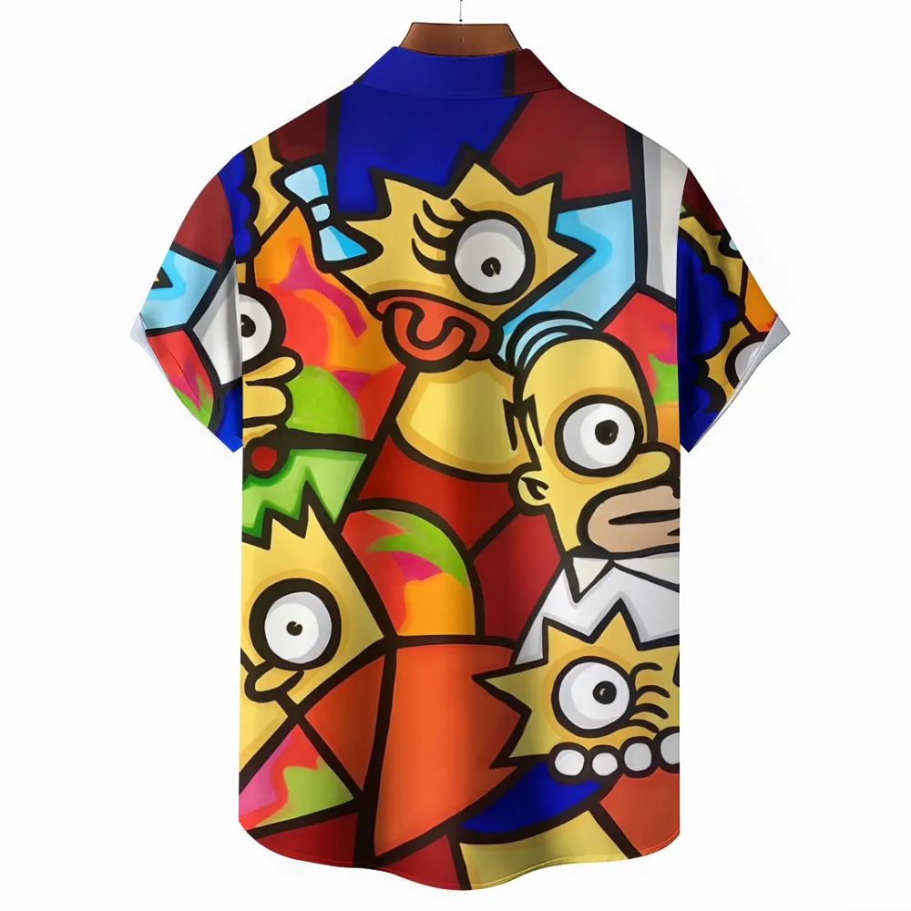 Art Abstract Painting Simp Chest Pocket Hawaiian Shirt 2412010610