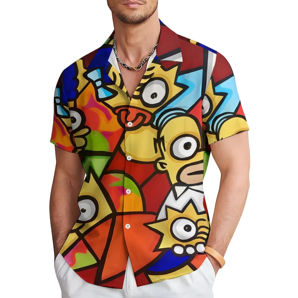 Art Abstract Painting Simp Chest Pocket Hawaiian Shirt 2412010610