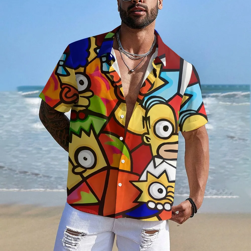 Art Abstract Painting Simp Chest Pocket Hawaiian Shirt 2412010610