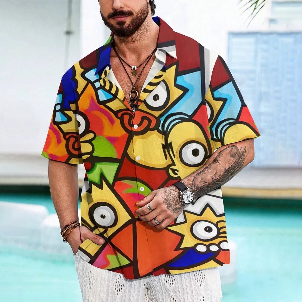 Art Abstract Painting Simp Chest Pocket Hawaiian Shirt 2412010610