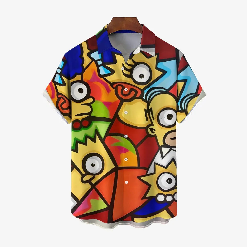 Art Abstract Painting Simp Chest Pocket Hawaiian Shirt 2412010610