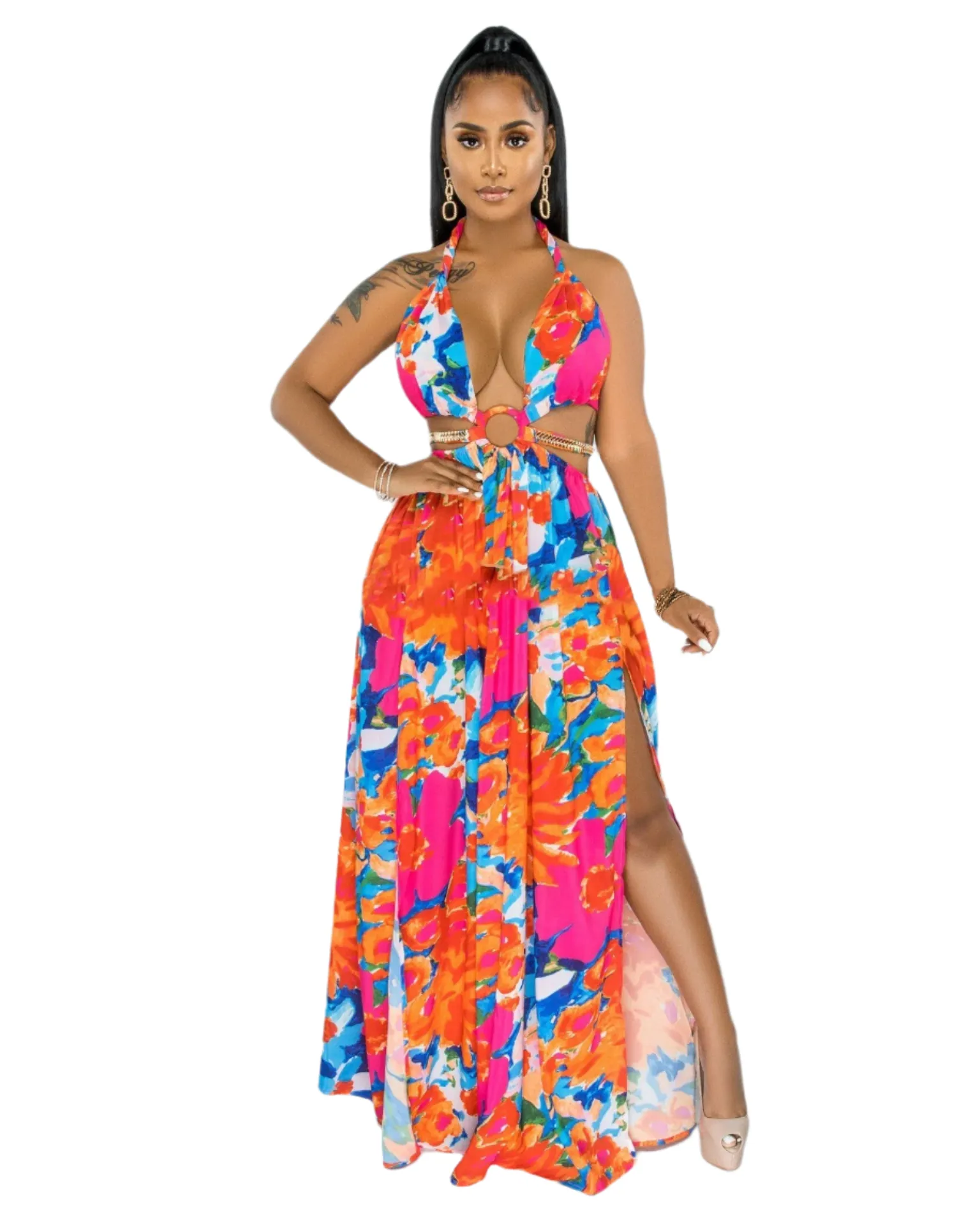 Aurelia – Radiant Women’s Floral Halterneck Dress