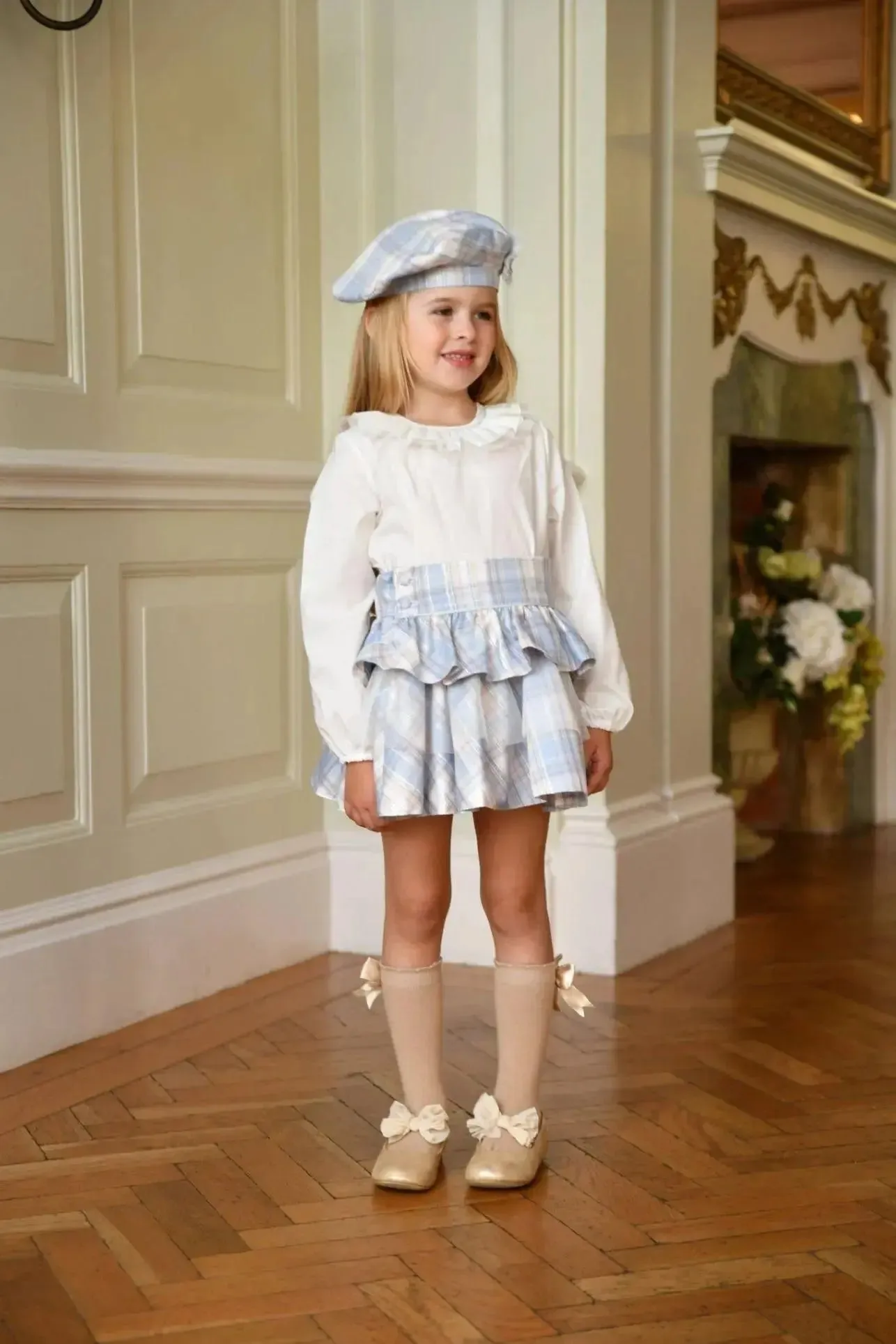 AW24 Babine Girls Blue & Silver Glitter Skirt Set