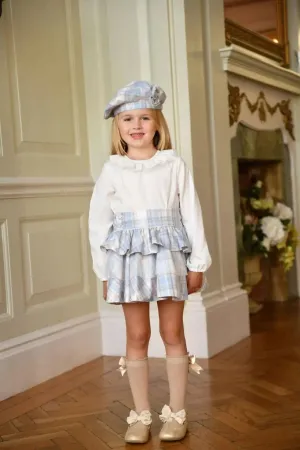 AW24 Babine Girls Blue & Silver Glitter Skirt Set