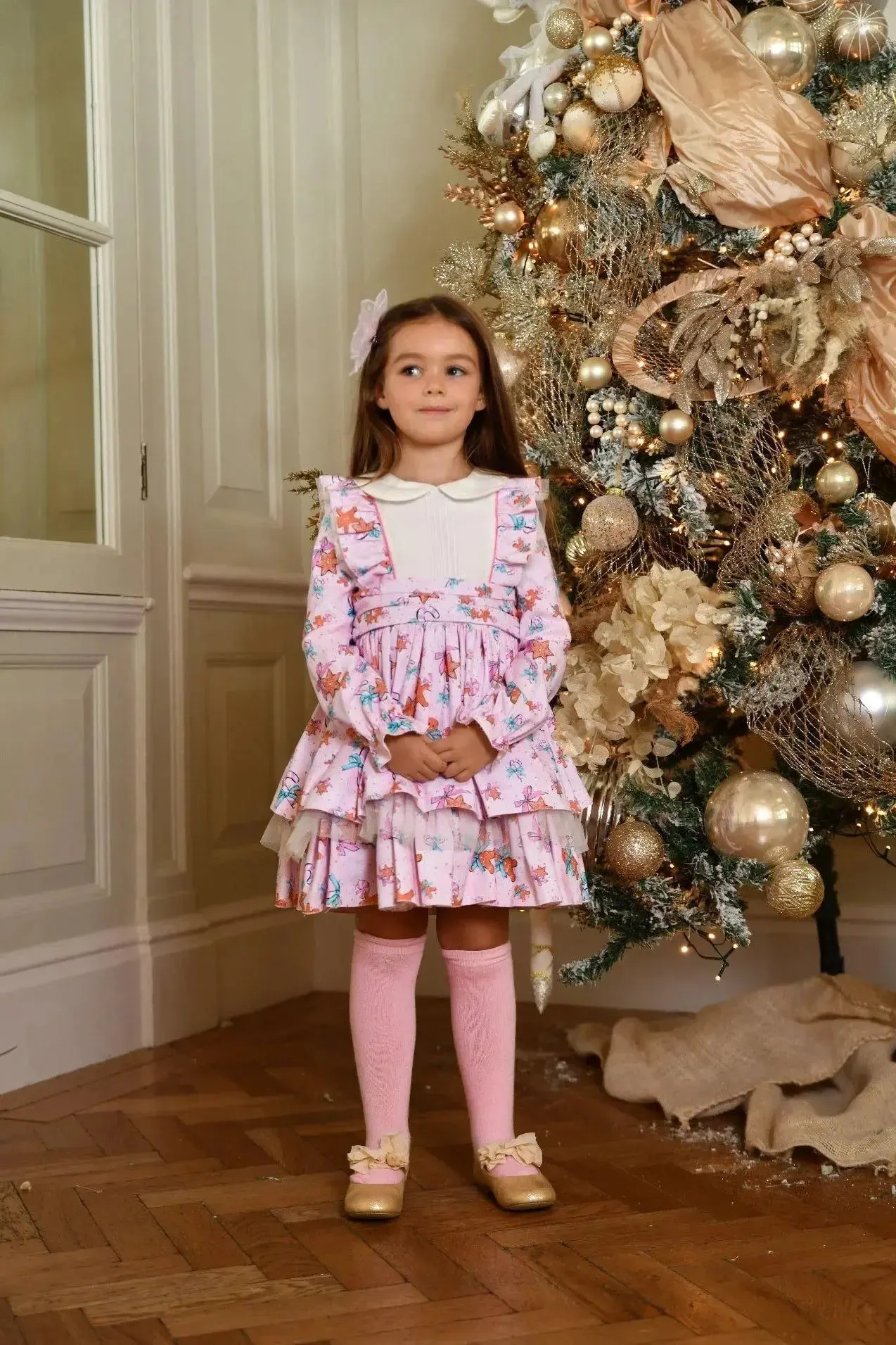 AW24 Babine Girls Pink Gingerbread Puffball Dress
