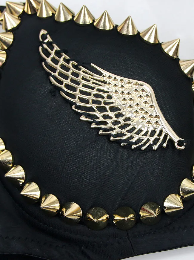B Cup Fashion Metallic Rivets Wings Punk Clubwear Bra Top