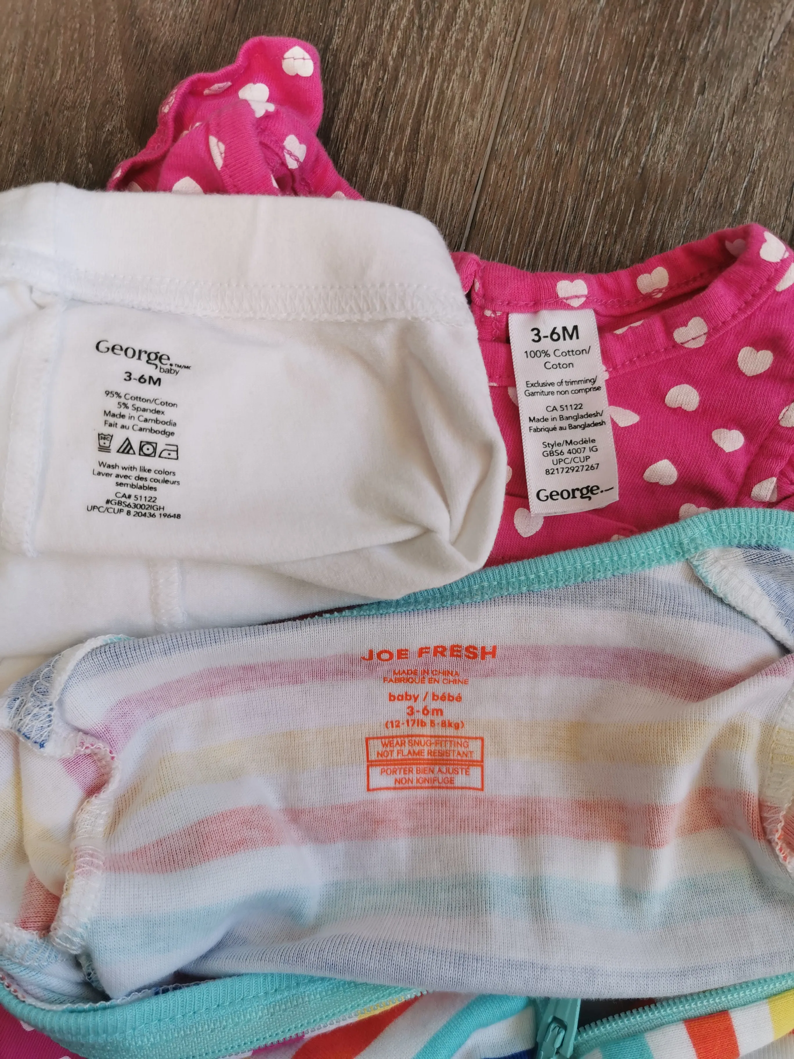 BABY GIRL SIZE 3/6 MONTHS - JOE FRESH / GEORGE, 3 Piece Mix N Match Summer Outfit EUC B16