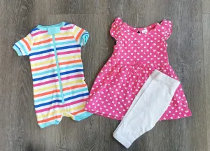 BABY GIRL SIZE 3/6 MONTHS - JOE FRESH / GEORGE, 3 Piece Mix N Match Summer Outfit EUC B16