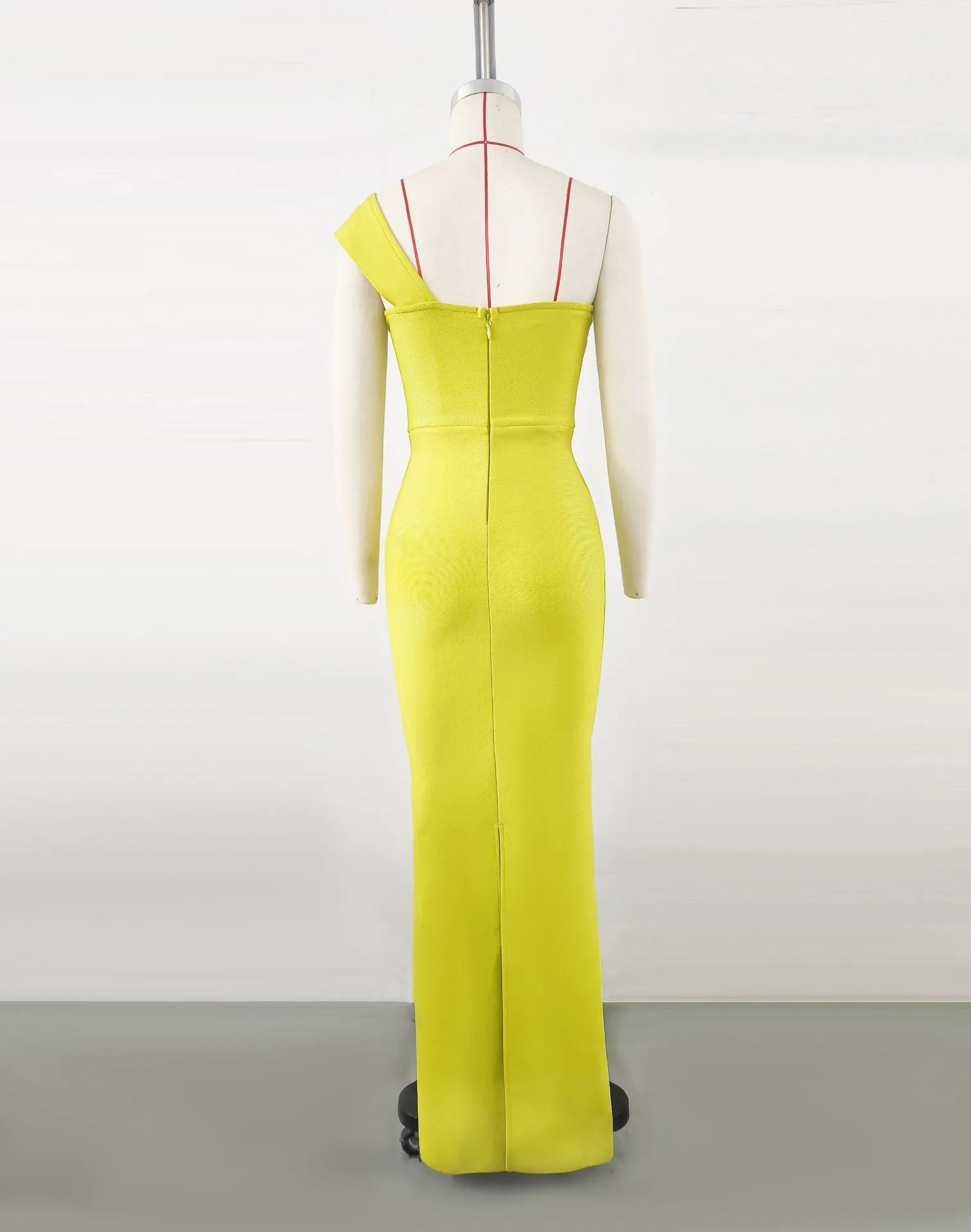 BandageDress elegant floral one-shoulder  maxi dress green