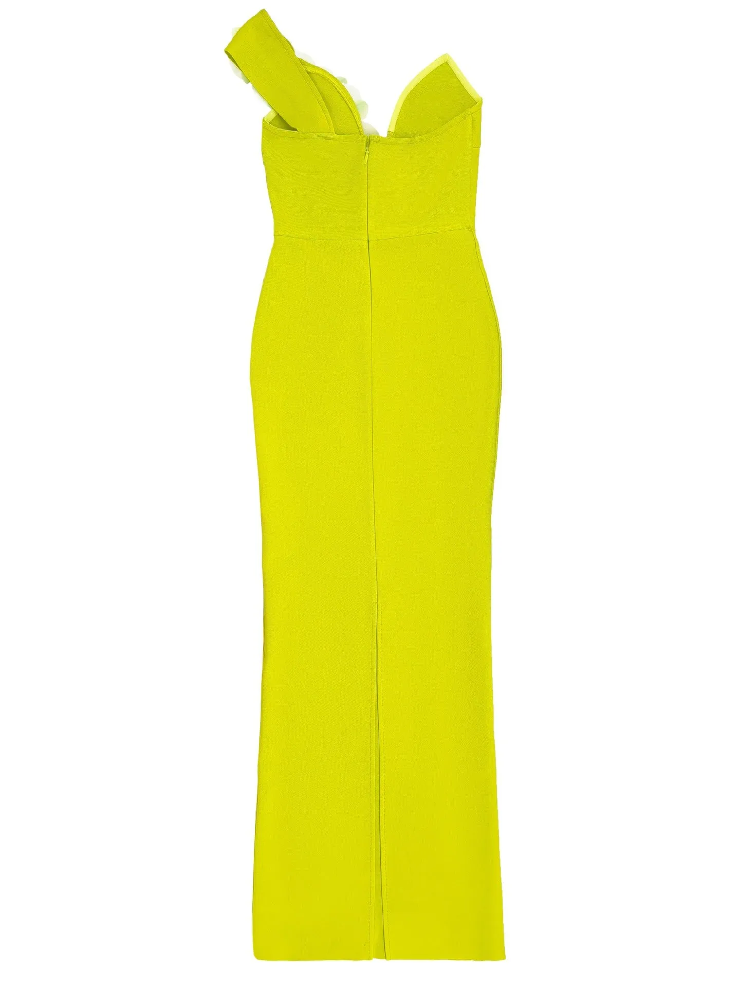 BandageDress elegant floral one-shoulder  maxi dress green