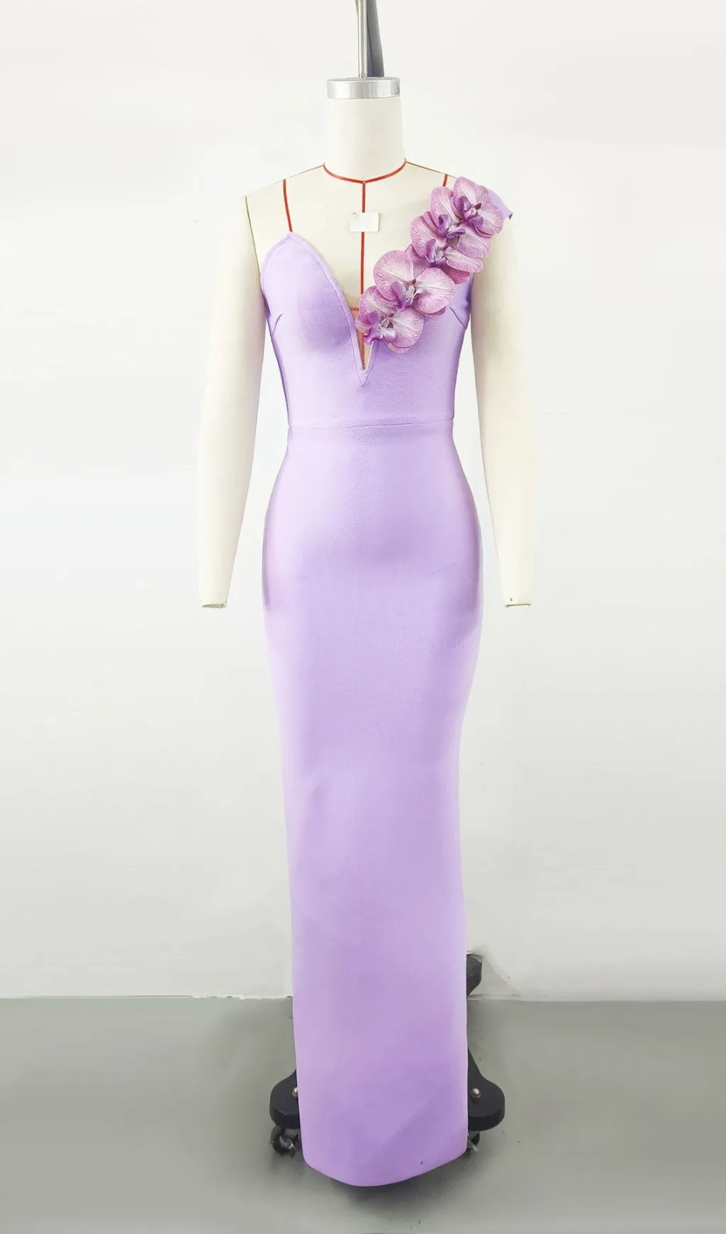 BandageDress elegant floral one-shoulder  maxi dress purple