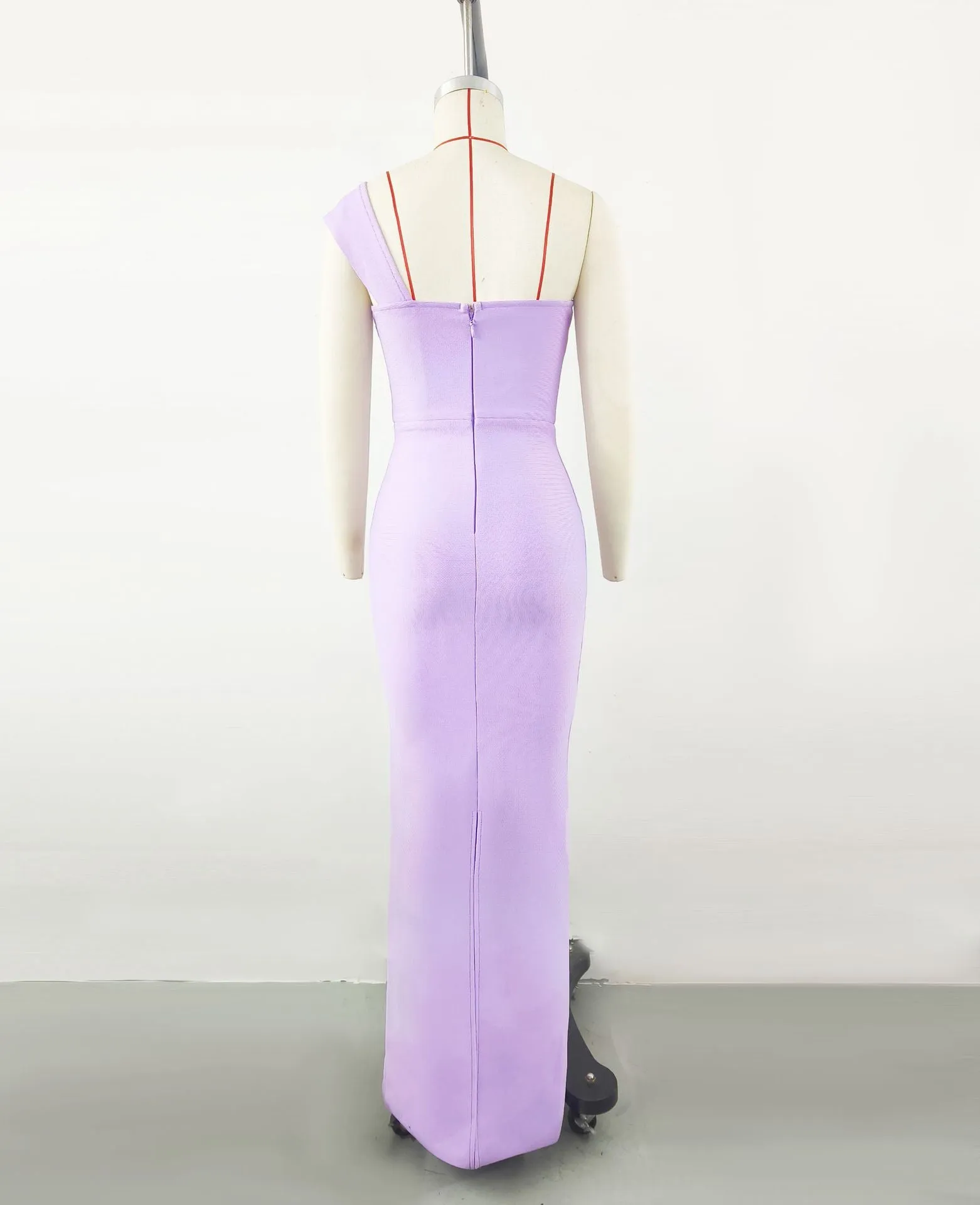 BandageDress elegant floral one-shoulder  maxi dress purple