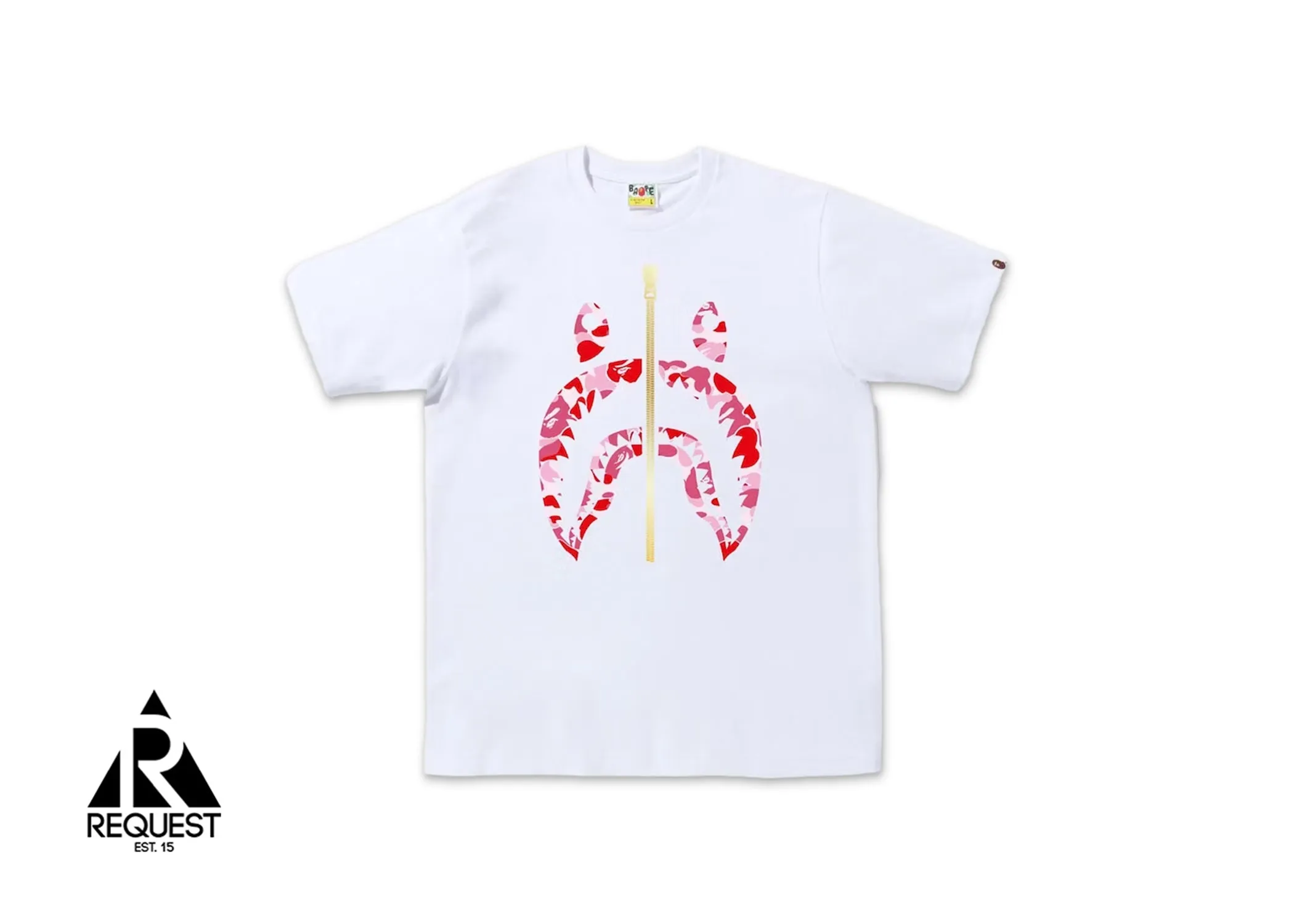 BAPE ABC Camo Gold Zip Shark Tee “White/Pink”