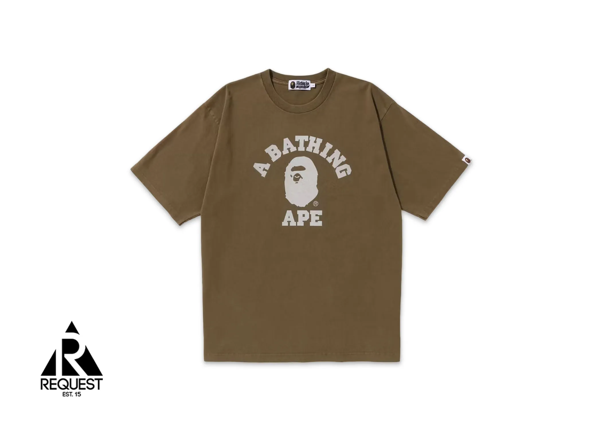 BAPE Stone Wash College Relaxed Tee "Beige"