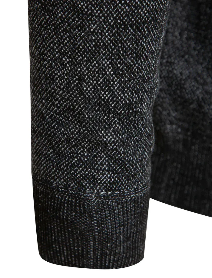 Barney Crew Neck Jumper Black Grey Melange