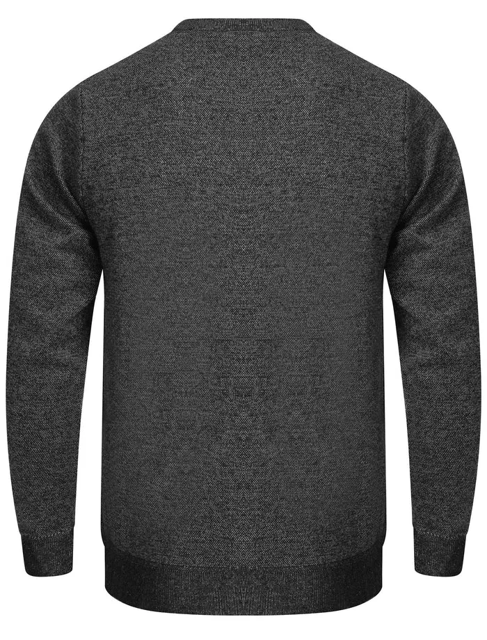 Barney Crew Neck Jumper Black Grey Melange