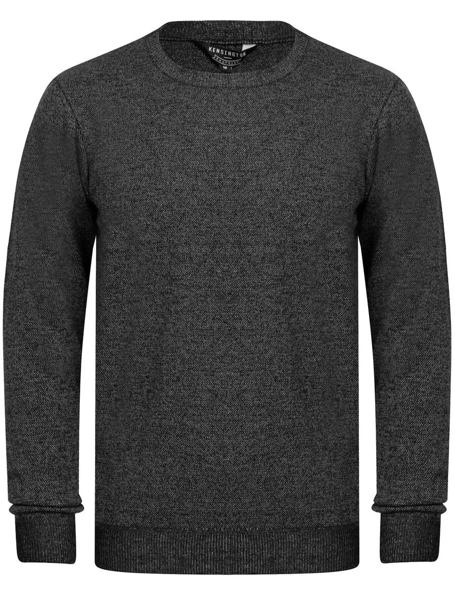 Barney Crew Neck Jumper Black Grey Melange