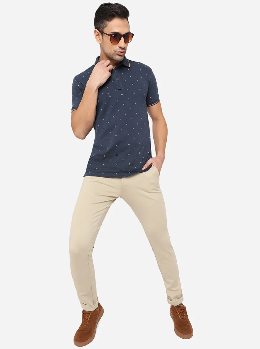 Beige Solid Venice Fit Casual Trouser | JadeBlue
