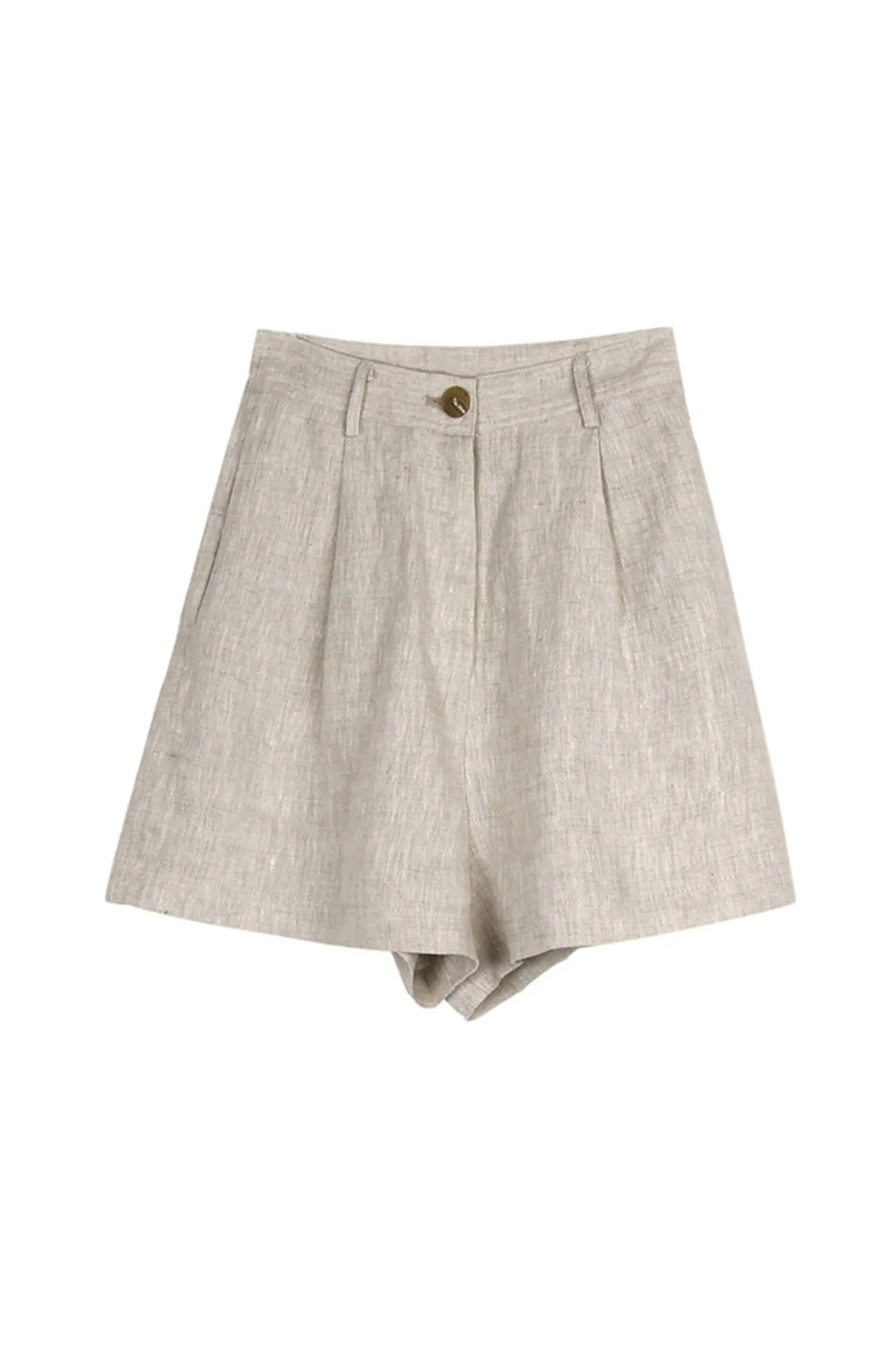BerryBetty - Solid Linen High Waist Shorts