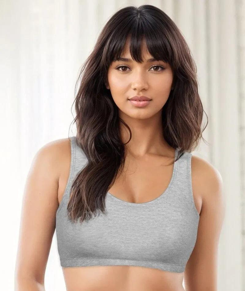 Bestform Tank Style Sports Bra 3 Pack - White/Heather Grey/Black