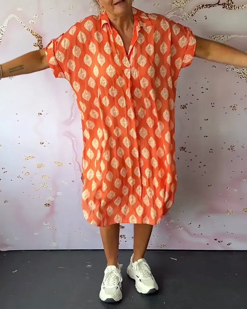 Bettina | Loose Spring Dress with Lapel Collar and Short Sleeves