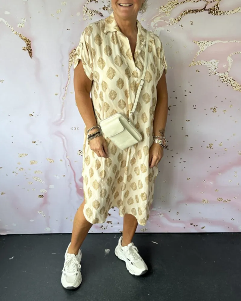 Bettina | Loose Spring Dress with Lapel Collar and Short Sleeves