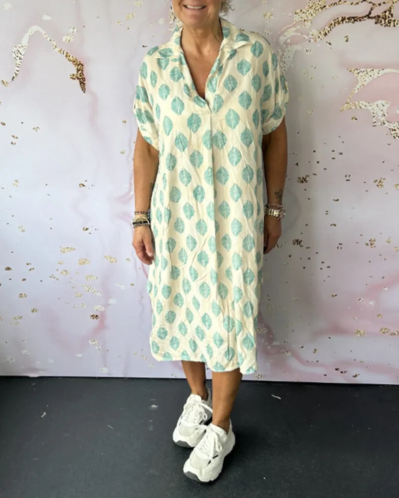 Bettina | Loose Spring Dress with Lapel Collar and Short Sleeves