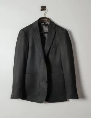 BKT35 Unstructured Jacket in 15oz Wool Twill - Black