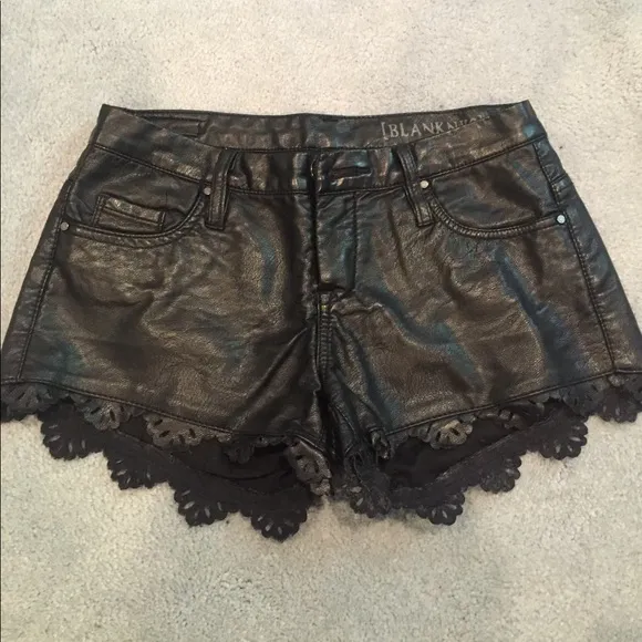 BLANK NYC black leather and lace shorts