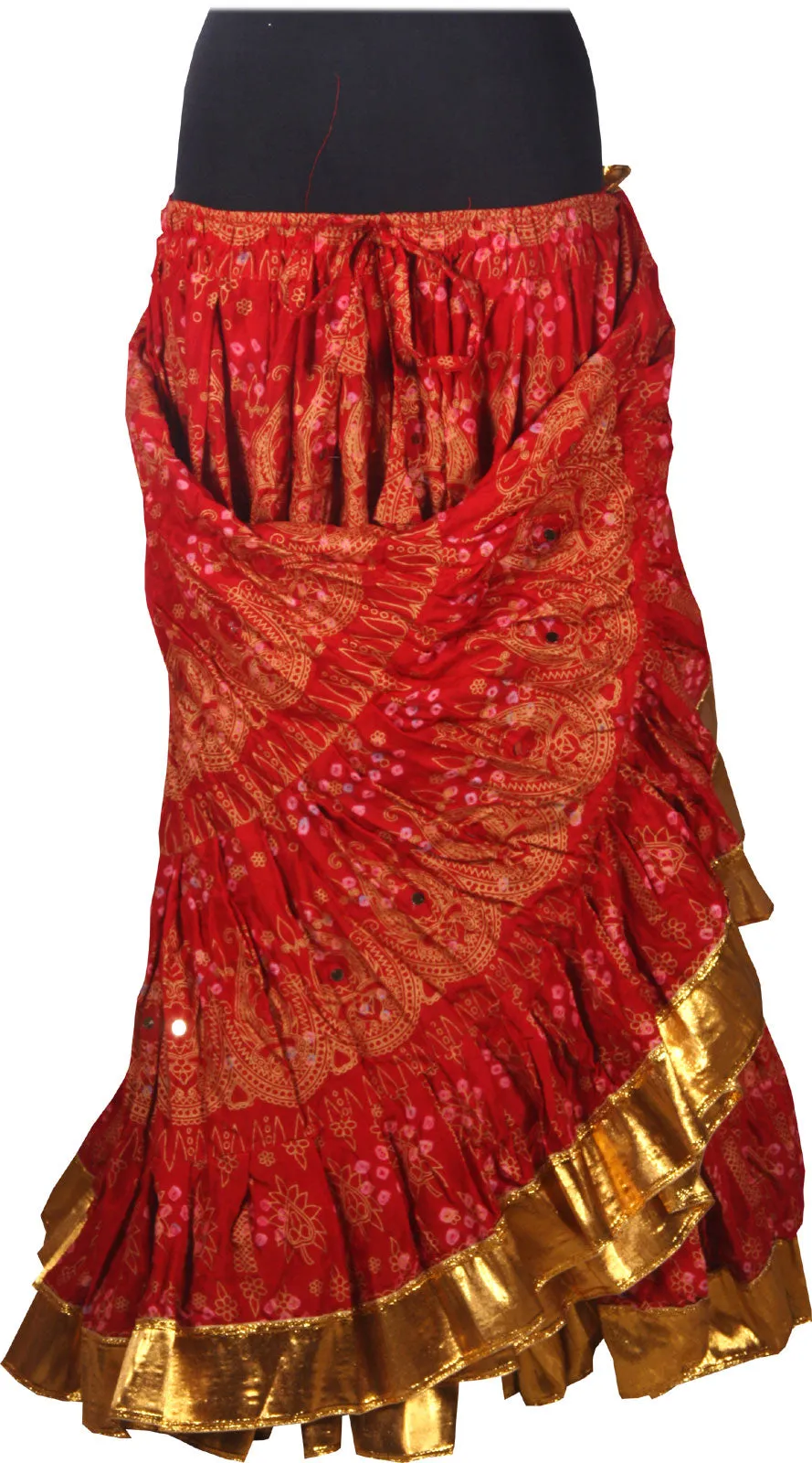 Block print skirt Jaipur Beauty 4 Border skirt with shiny trim WLS
