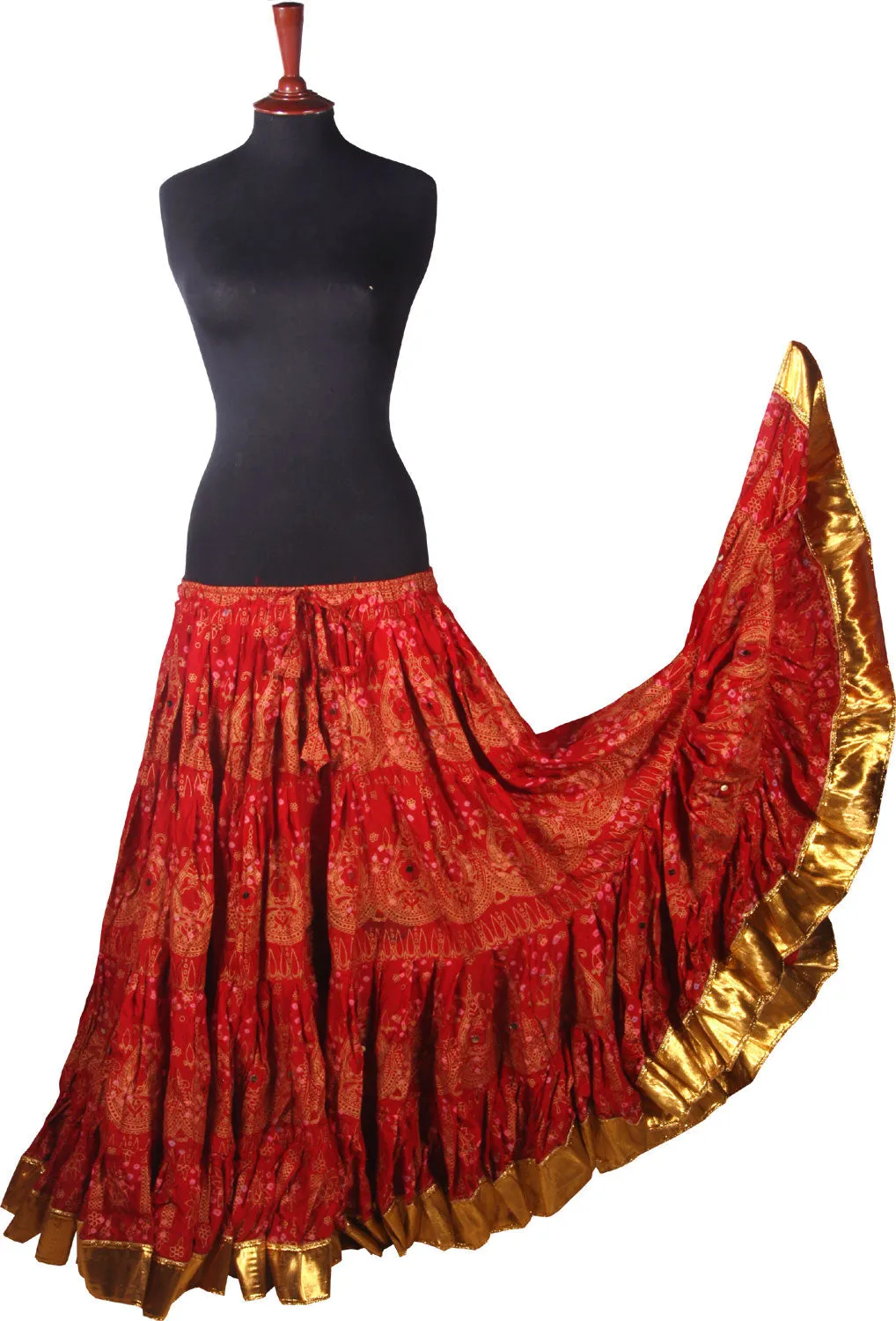 Block print skirt Jaipur Beauty 4 Border skirt with shiny trim WLS