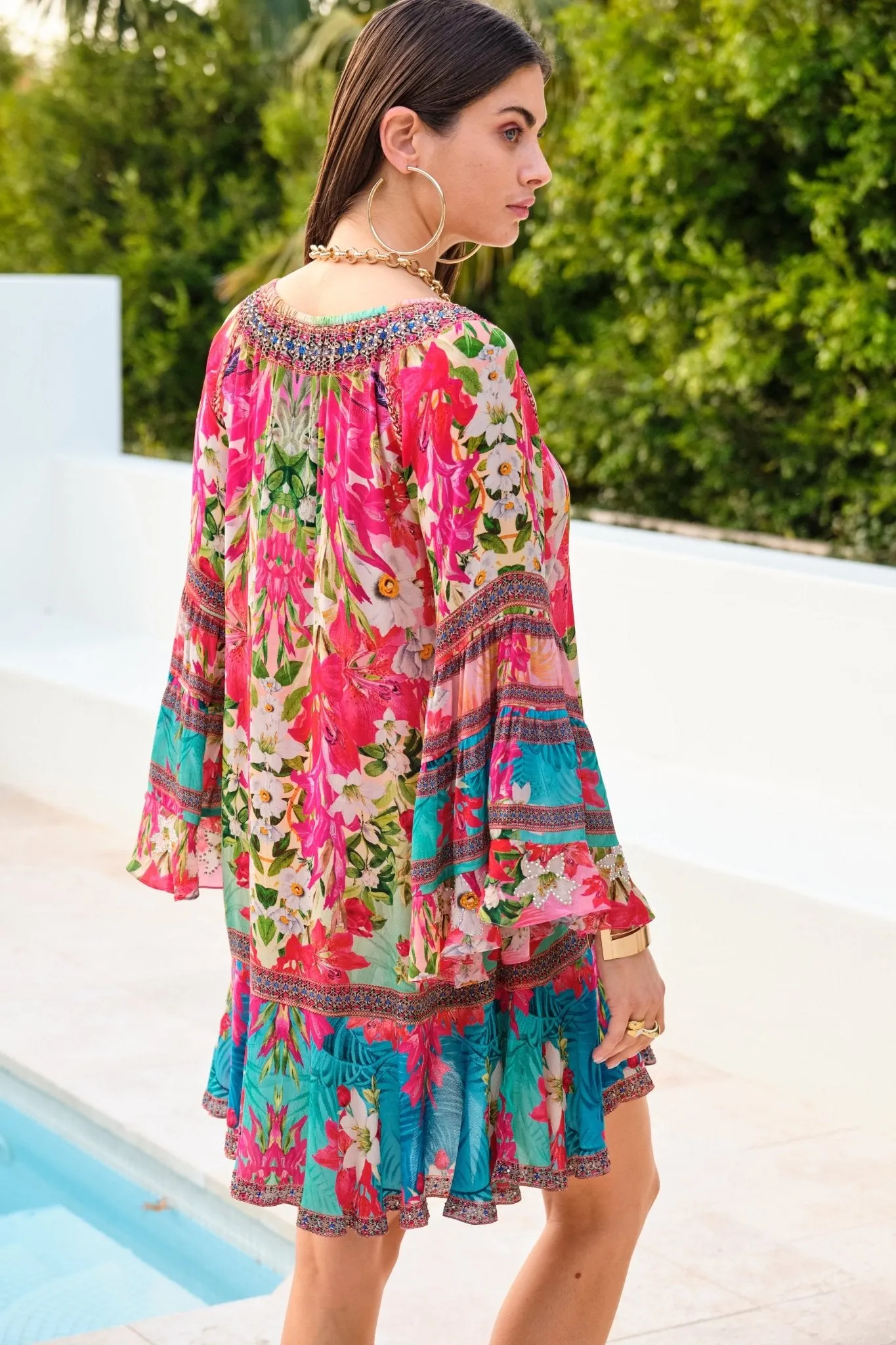BLUE BLOSSOM FRILL DRESS