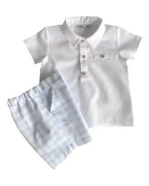 Blue Gingham Short Set