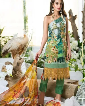 Bottel Green and Mustered color Lawn dress by Asifa Nabeel - L1623