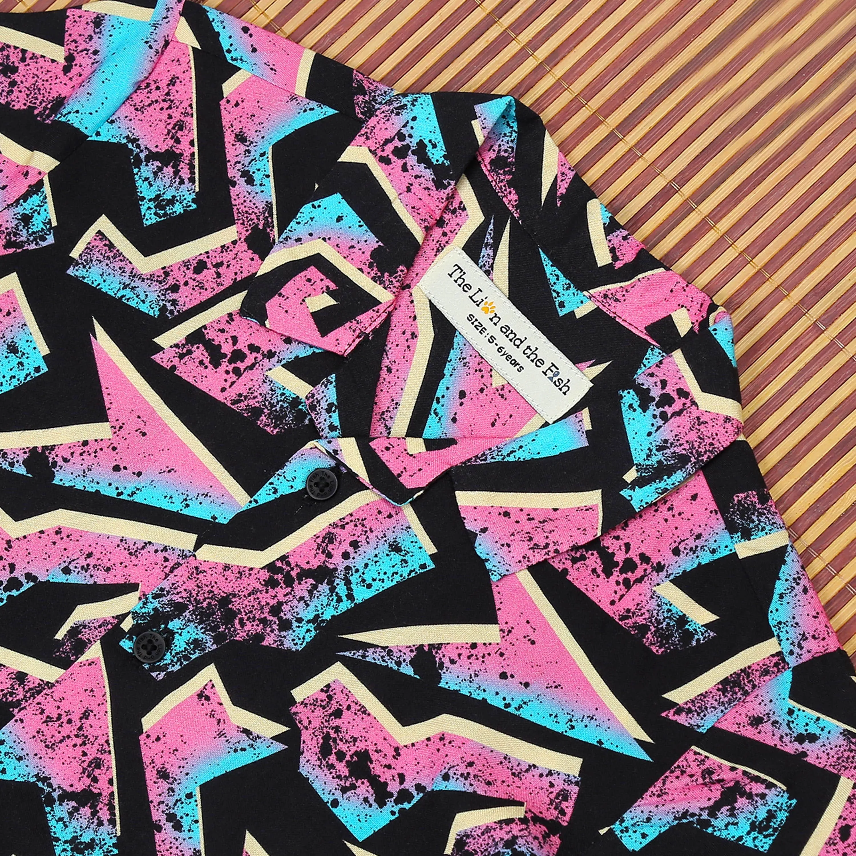 Boys Abstract Printed Shirt Black Pink