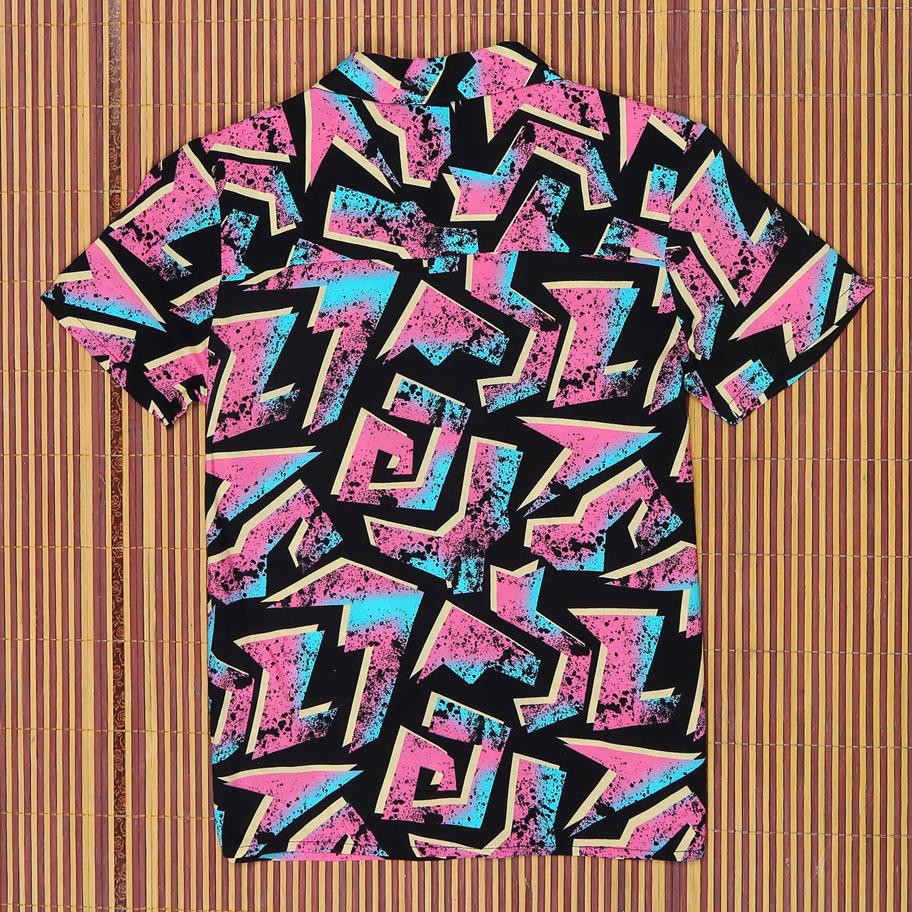 Boys Abstract Printed Shirt Black Pink