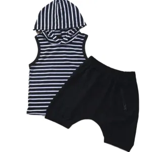 BOYS BLACK STRIPED JOGGER SET