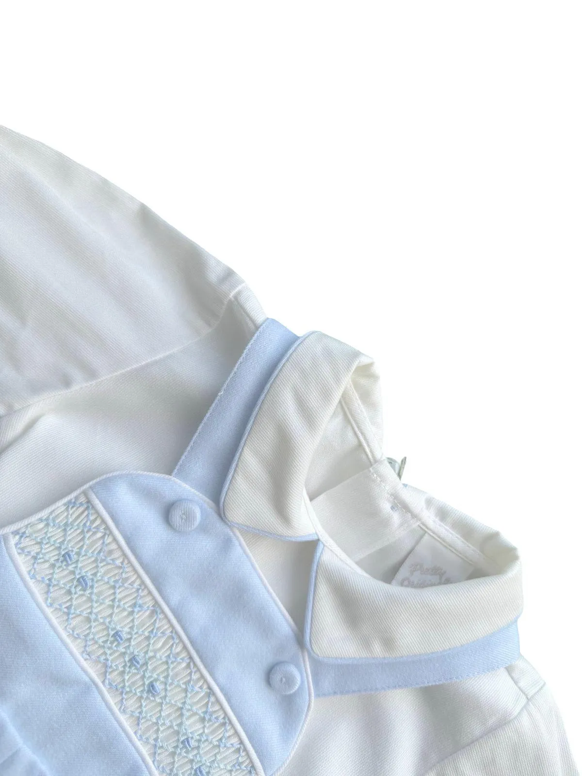 Boys Blue and Ivory Smocked Dungaree Set