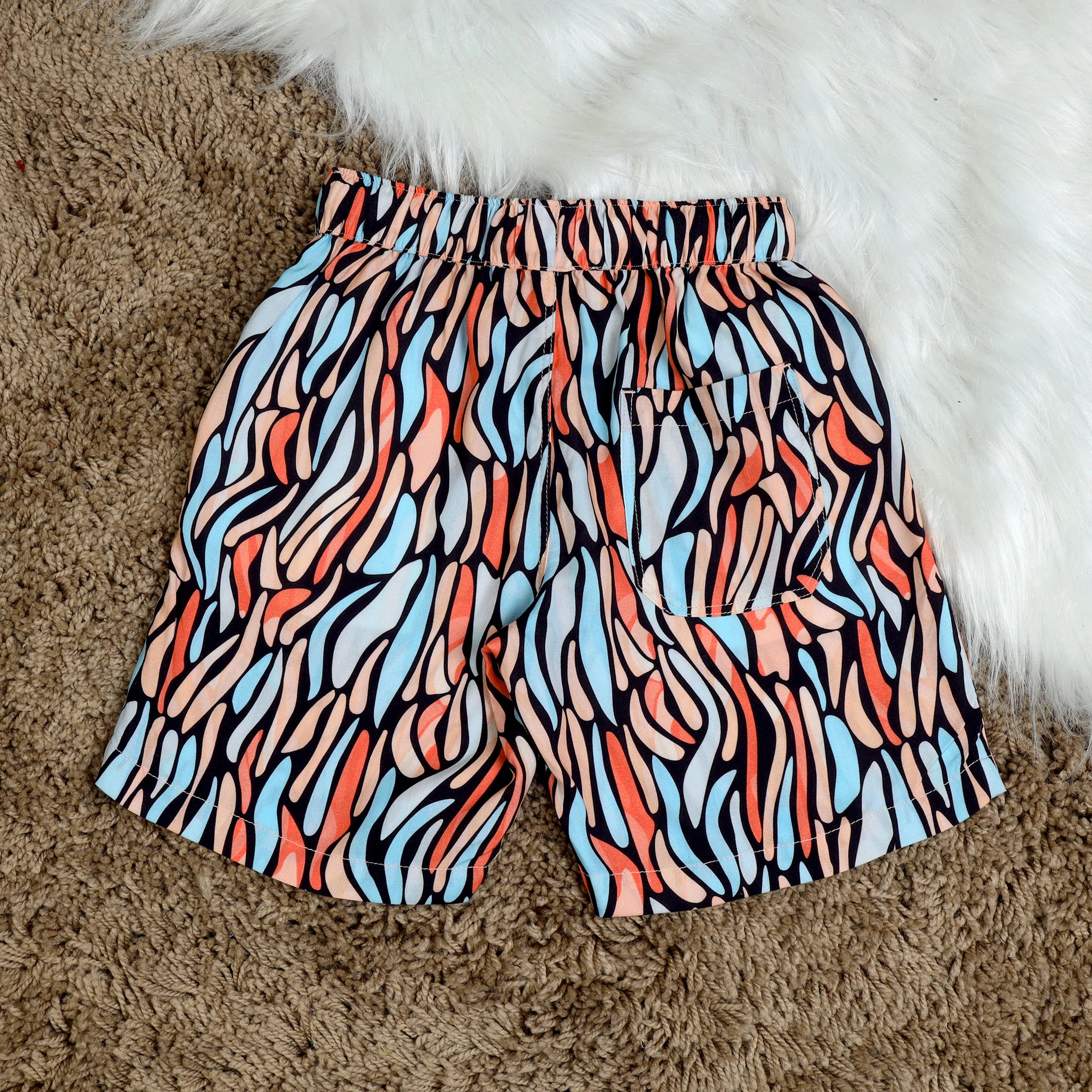 Boys Doodle Printed Short Peach Blue Black