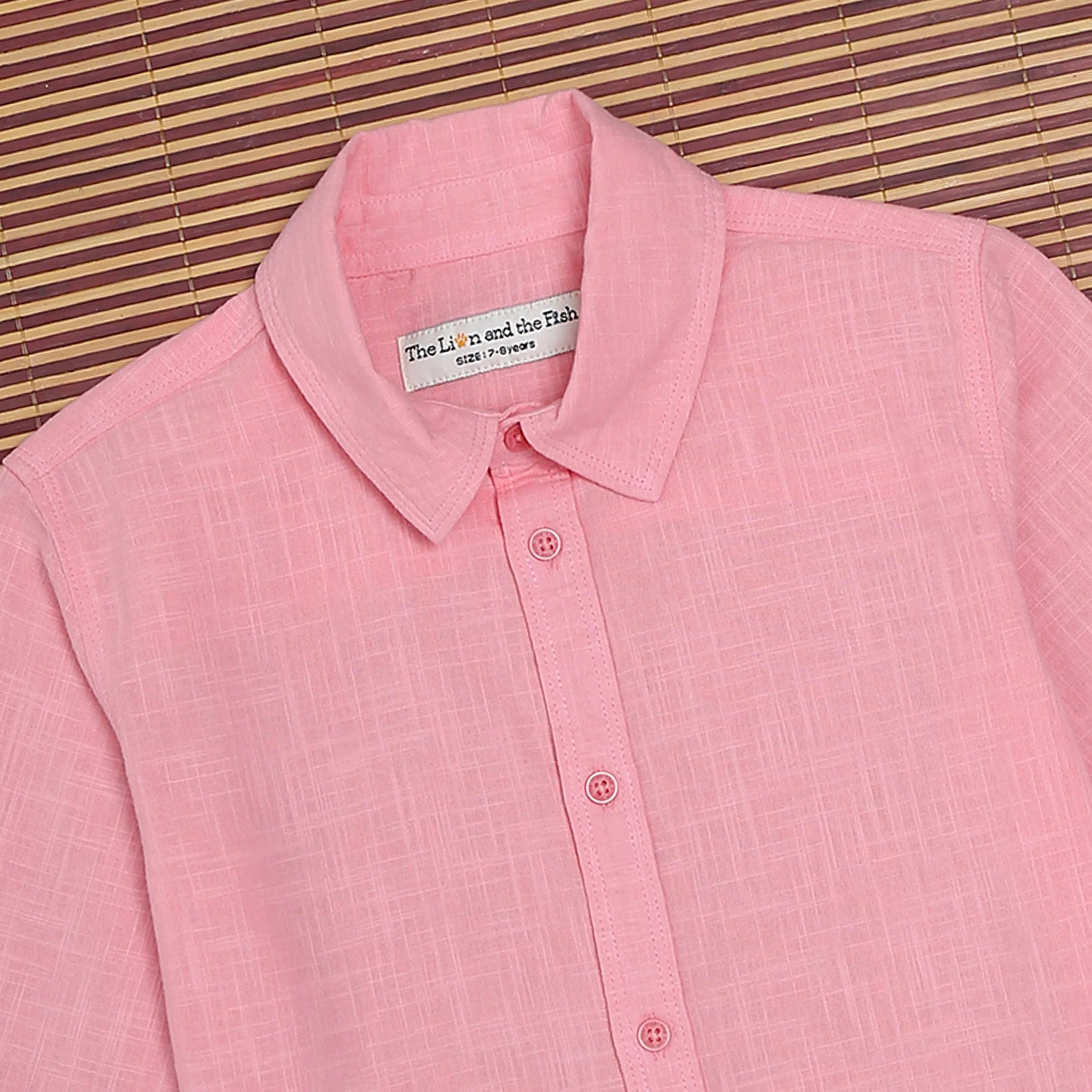 Boys Overdyed 3/4th Sleeve Vintage Shirt Light Pink