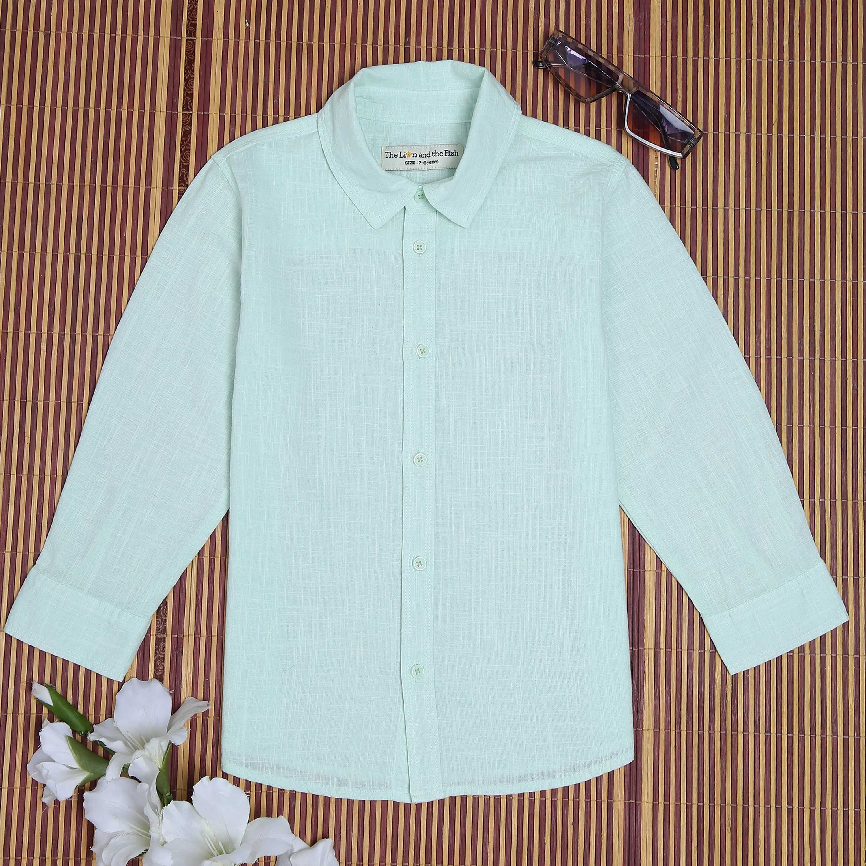 Boys Overdyed 3/4th Sleeve Vintage Shirt Mint Green